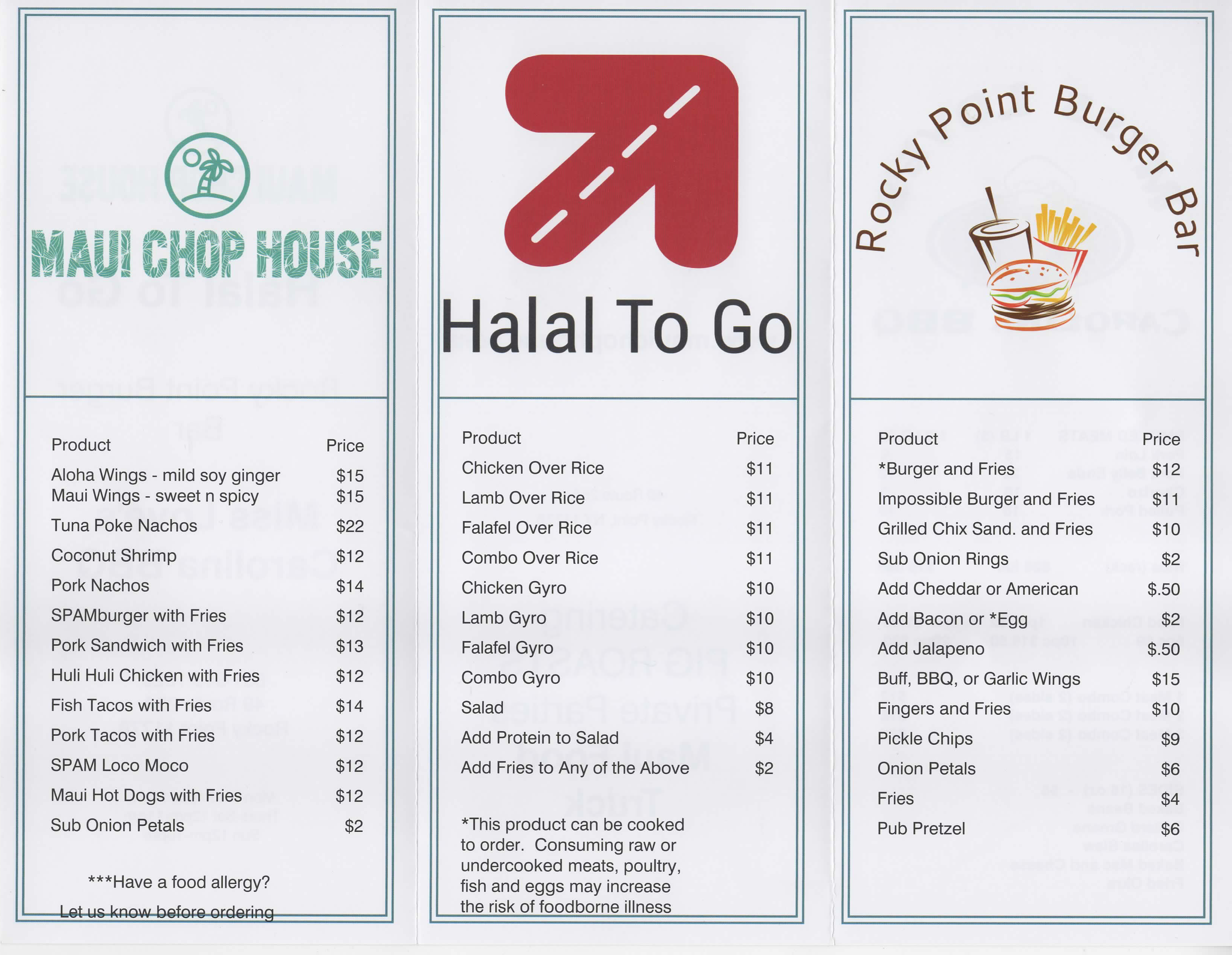 menu